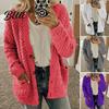 Thicken Women Winter Coat Plush Solid Color Long Sleeves Cozy Keep Warm Cardigan Plus Size Single-breasted Lady for Outdoor