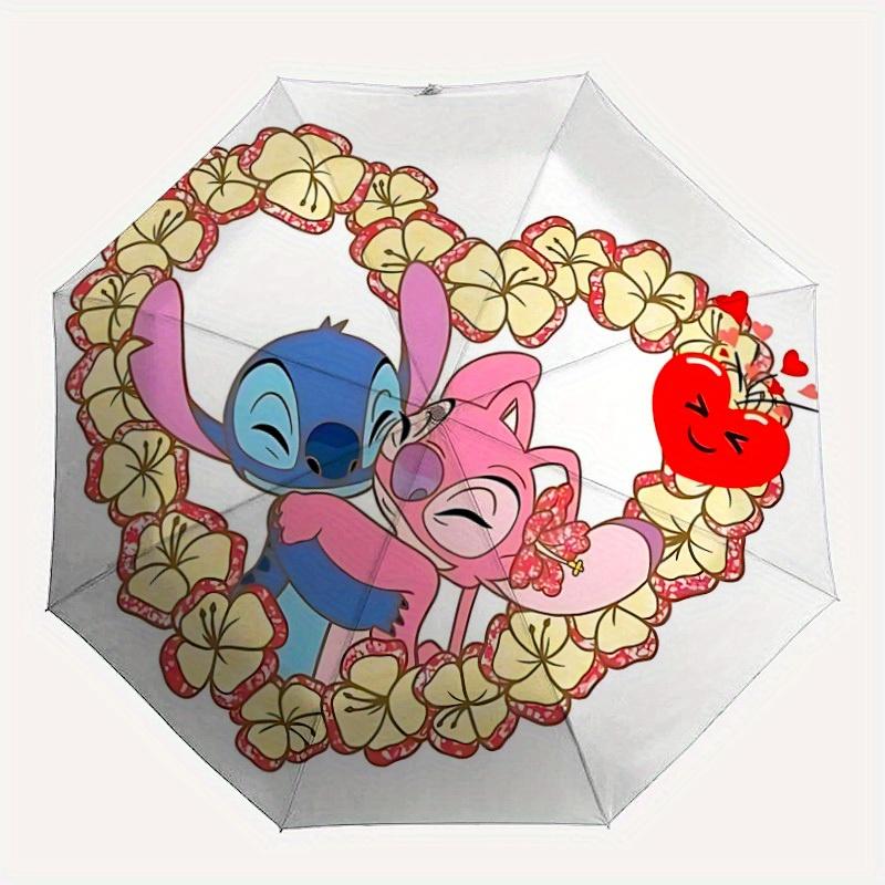 

1pc Stitch Automatic Folding Umbrella: Compact 8-rib Design Cartoon Travel Companion for Outdoor, Casual Accessory