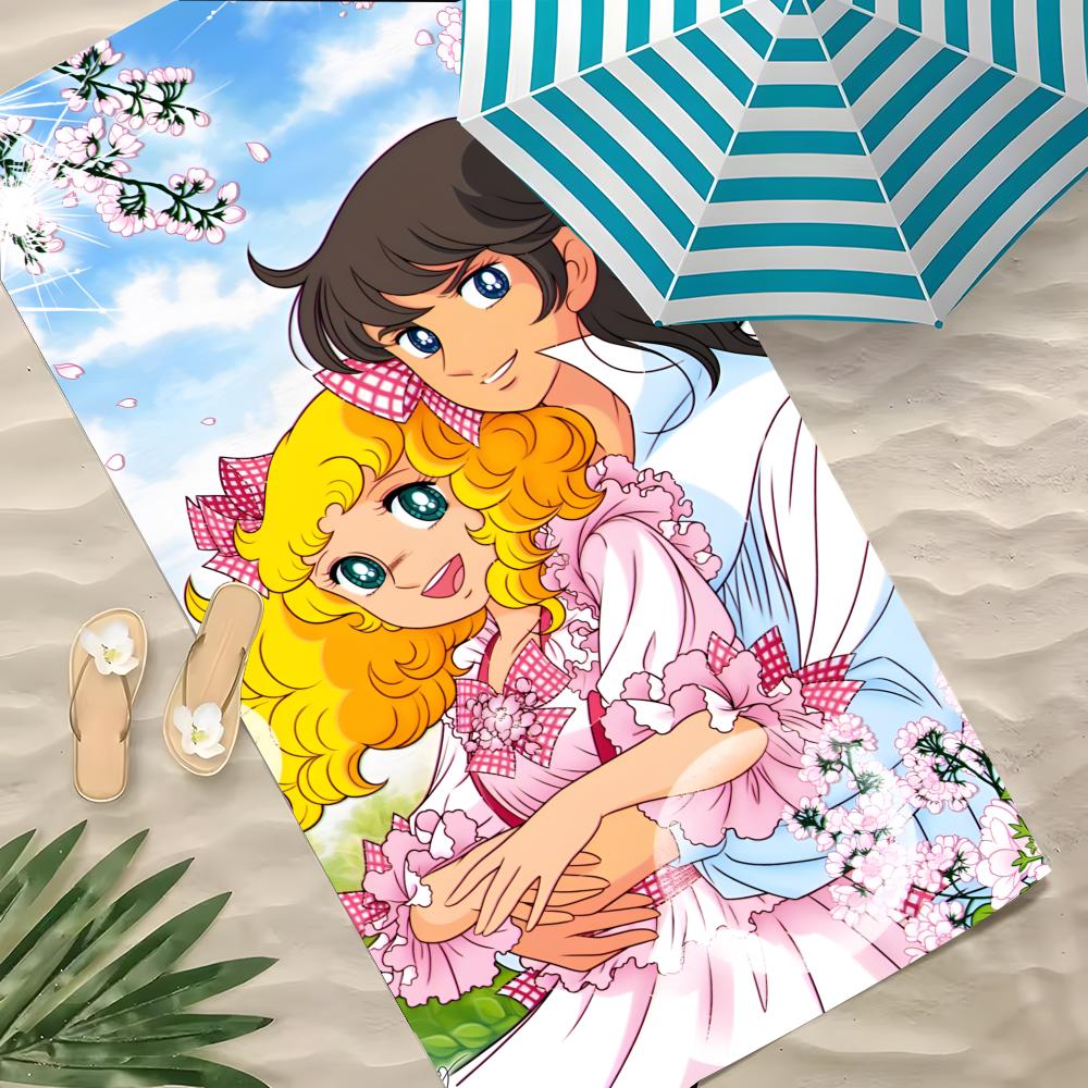 Anime Candy Candy Towel Polyester Beach Towel Quick Dry Sand Free Bath Towel for Summer Pool Travel Vacation