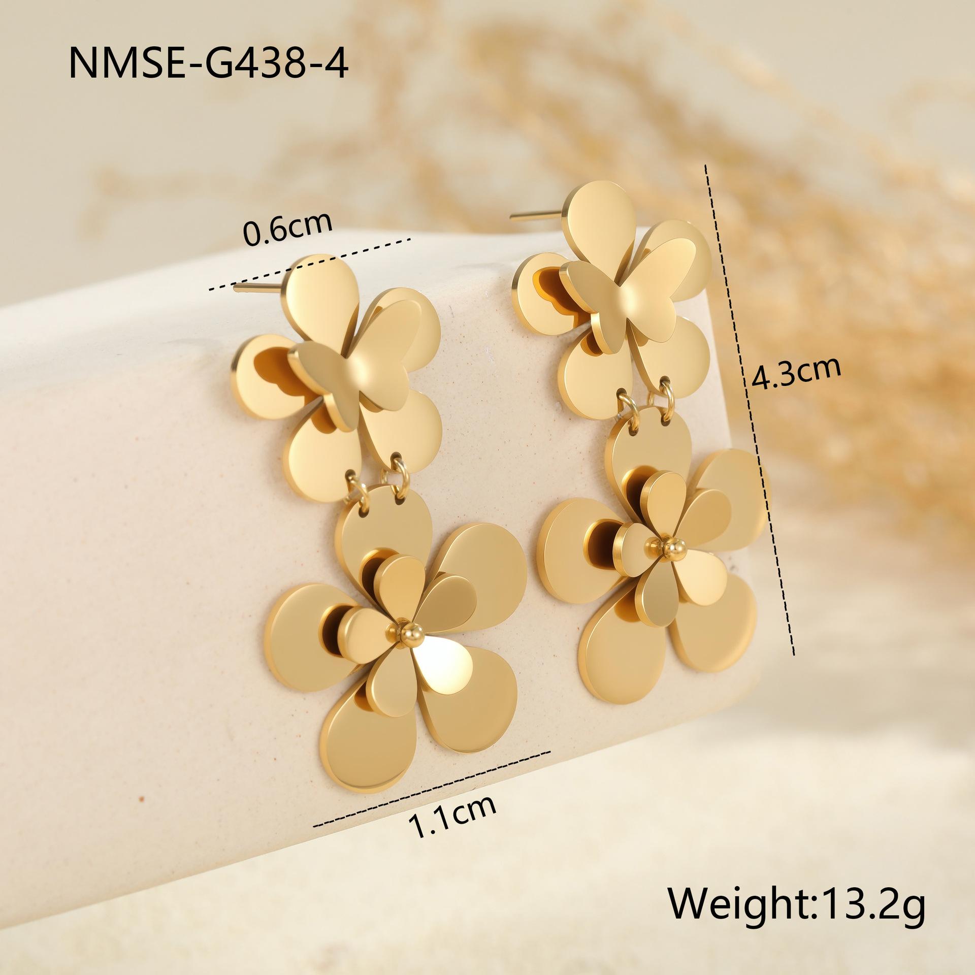 GEMCHIC Women s 18K Gold Plated Stainless Steel Flower Drop Earrings