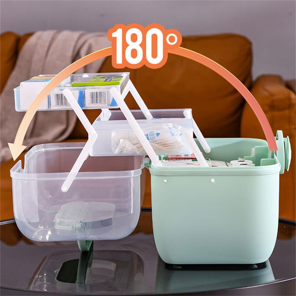 Plastic Medicine Storage Box with Handle Portable Organize Household for Indoor Outdoor Camping Organization