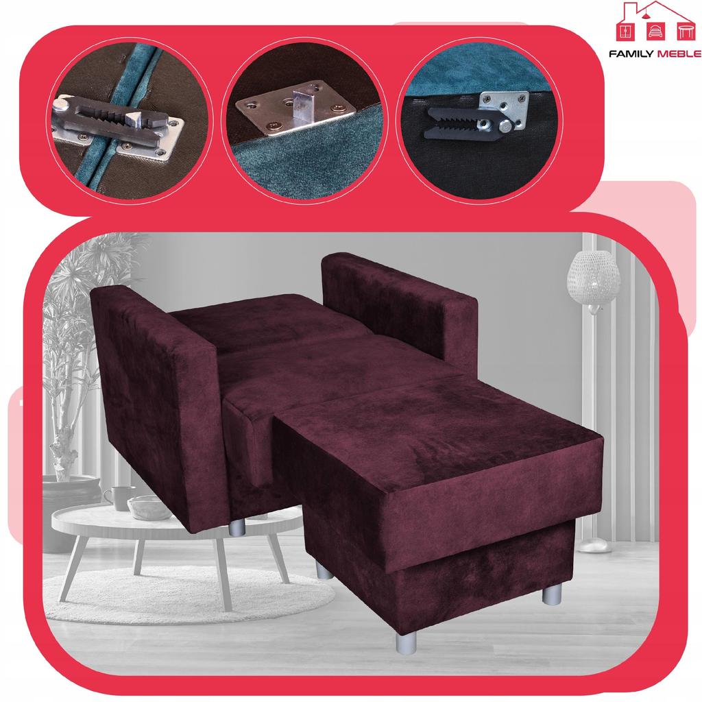 Entspannungsmöbelset Alicja Ausklappsofa Sofa Sessel Family Möbel lila