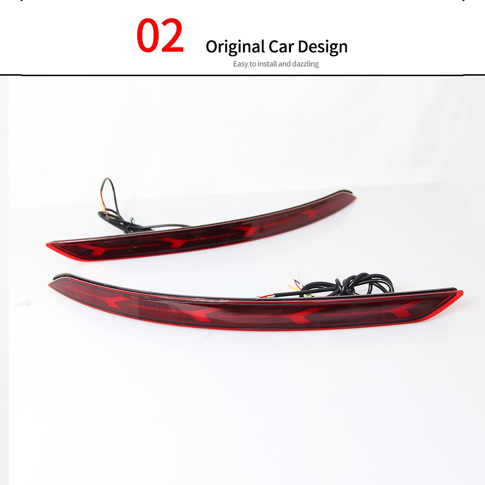 2 Pcs LED Reflector For Hyundai Elantra 2016 2017 2018 2019 2020 Rear Bumper Fog Lamp Brake Light Turn Signal Light