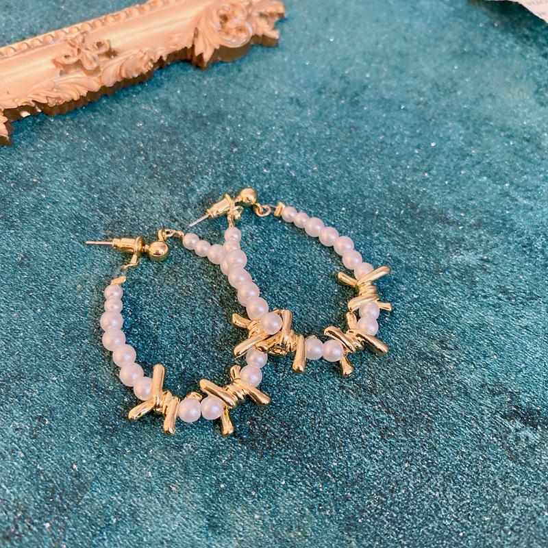 Drop Earrings Set Big Circle Piercings Earrings Jewelry for Women Imitation Pearl Hoop Cute Ear Buckle