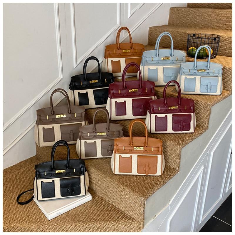 Fashion contrasting color large-capacity bag New commuter versatile messenger bag High-end women's portable platinum bag