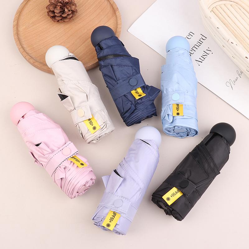 Five-Folding Dual-Purpose Capsule Umbrella Sun Protection Sunshade Pocket Women'S Umbrella Compact Umbrella Foldable Rain