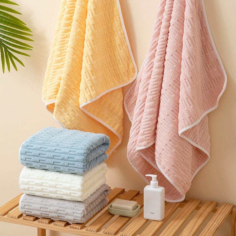 Deluxe Bamboo Fiber Velvet Bath Towel Set - Super Absorbent & Quick Dry Thickened Plush Spa Quality Coral Velvet Bath Towel