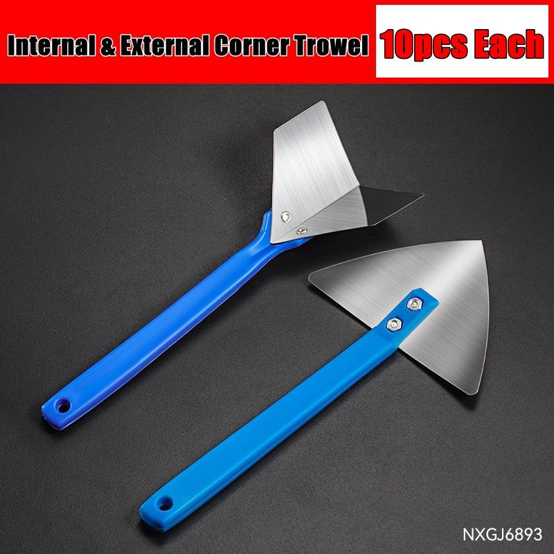 Stainless Steel Spatula Sealing Tools Corner Trowel Plastic Handle Trowel Painting Putty Internal External Corner Putty Scraper
