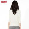 Hangyuanxiang Women's 100% Wool Jacquard Semi-High Collar Base Layer Sweater