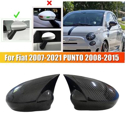For Fiat Punto 500 2009 2010 2011-2018 ABS Car Rearview Side Mirror Cover Wing Cap Exterior Door Trim Adhesive Sticker Parts