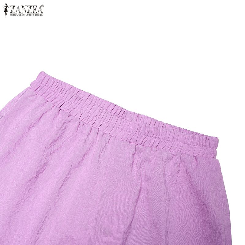 ZANZEA Bluzka z długim rękawem i spodnie damskie, casualowe dwuczęściowe zestawy garniturowe