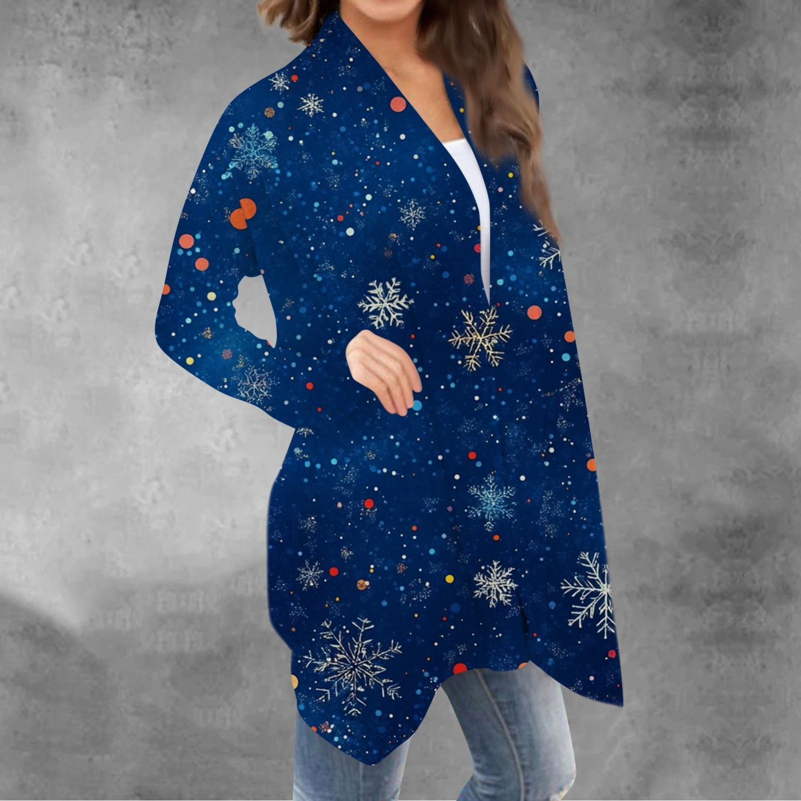 

Женский повседневный кардиган с длинными рукавами и рождественским принтом без верхнего пальто XXXXXL