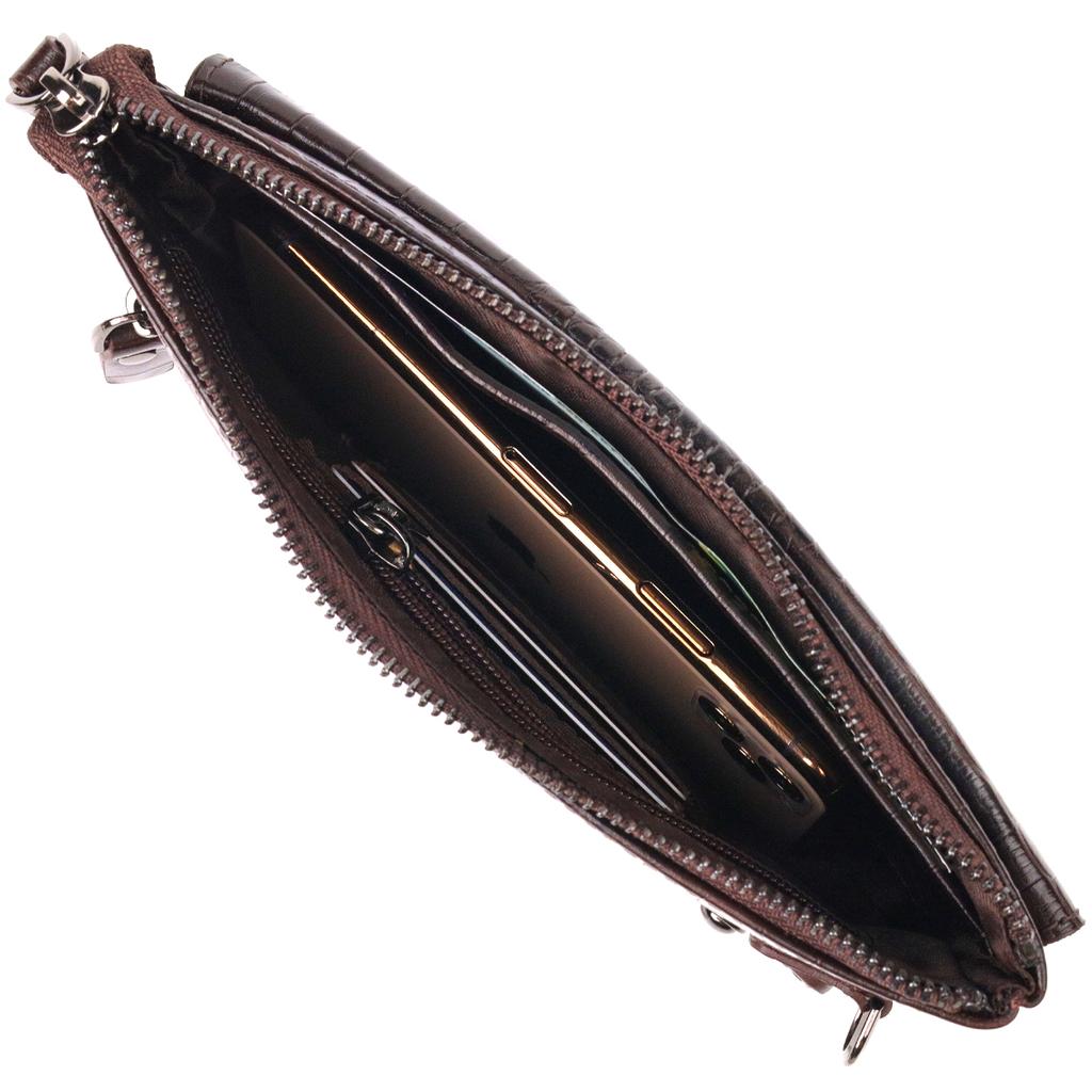 Clutch elegant pentru barbati din piele naturala texturata CANPELLINI 21547 Maro