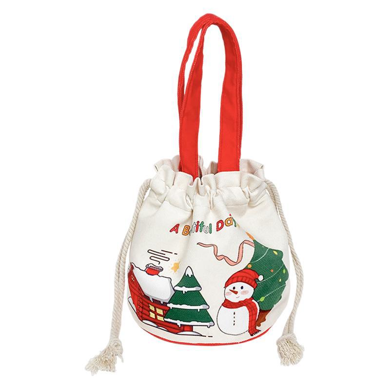 New Spot Christmas Gift Bag Cartoon Santa Snowman Tote Bag Canvas Bag