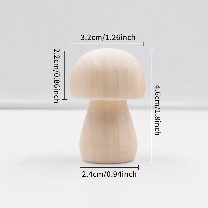 2PCS Unfinished Wooden Mushroom Natural Wood Mushrooms for DIY Crafts and Arts Paint Color Ornaments for Home Decorations