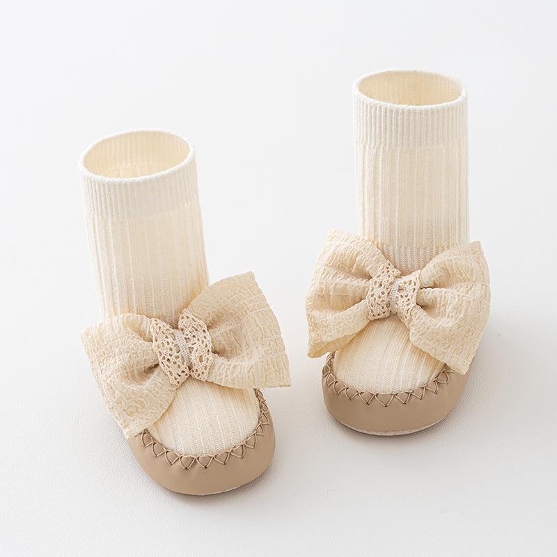 Frühling Sommer Baby Mädchen Socken Neugeborenes Baby Schleife Socken Säugling Baby Socken Rutschfest Weiche Baumwolle Bodensocken Schuhe