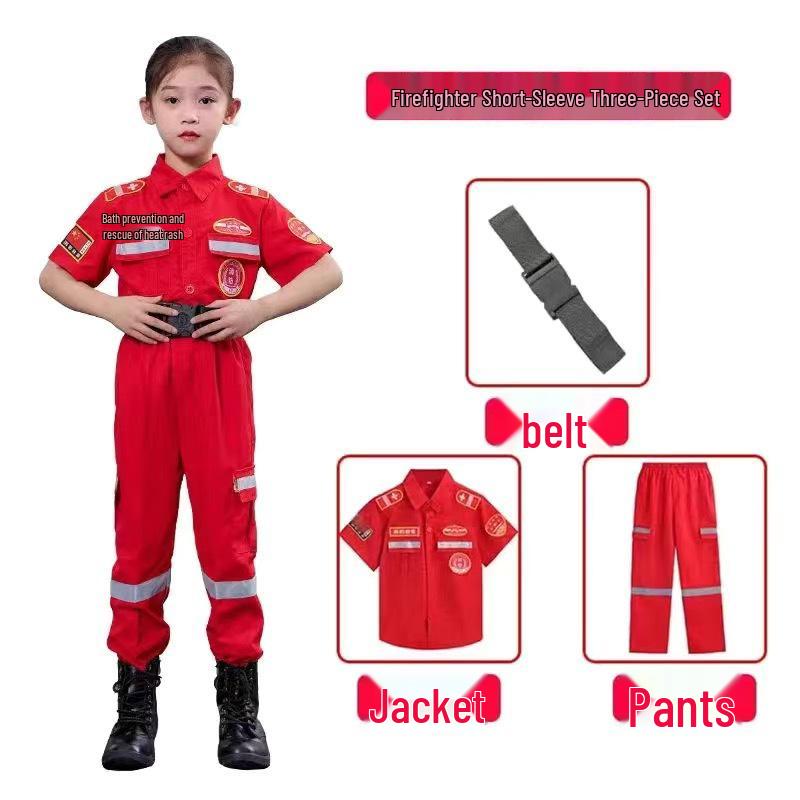 Kids' Firefighter Costume: Halloween Cosplay & Performance Set