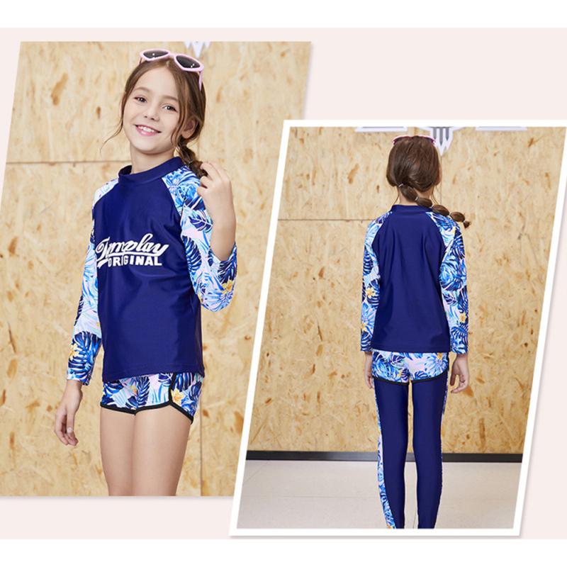 Kids Boys Girls Quick Dry Sunscreen Long Sleeve Swimwear Pants Shorts Set
