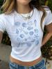 European and American WomenS Summer Short Tops Featuring A Seashell Print with A Round Neck and Short Sleeves Aesthetic Clothes