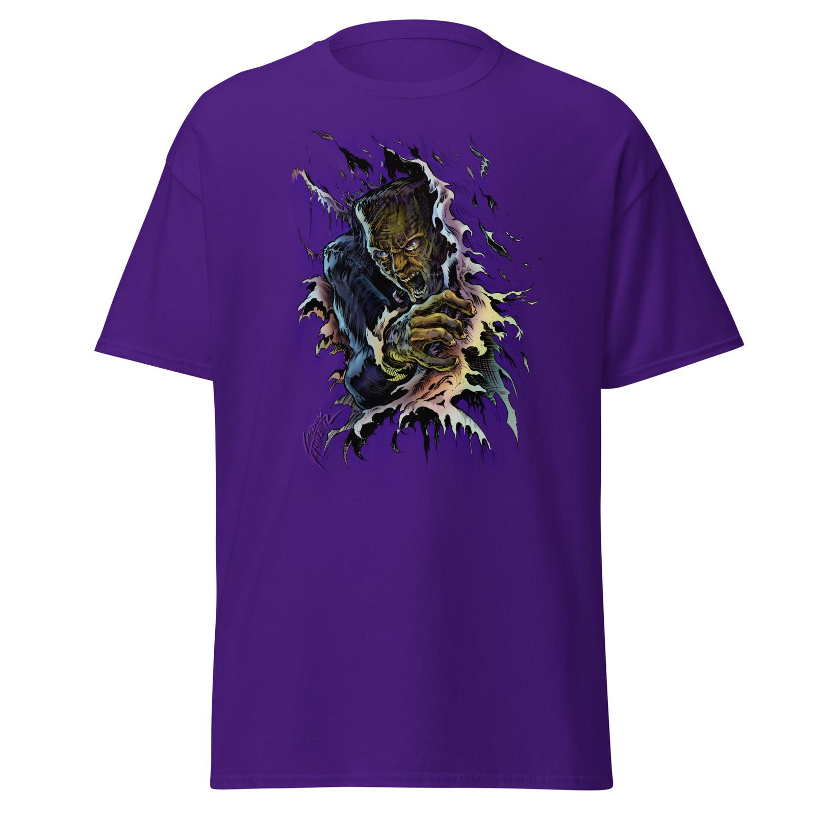 Frankenstein Ripping Through Shirt - Halloween Art T shirt by Landon Huber S разноцветный