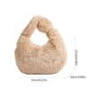 Faux Furs Shoulder Bag with Tie Zipper Casual Shoulder Bag Half Moon Purse Bag