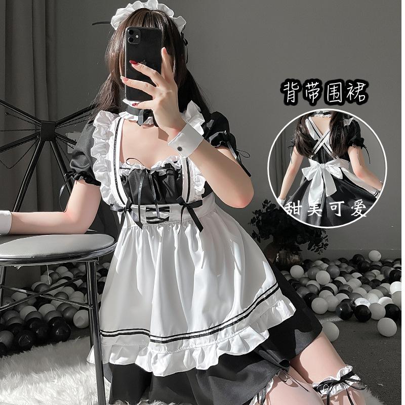 Sexy lingerie pleated maid maid sweet cute apron cosplay uniform set 410