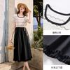 Fragrant striped contrasting knitted dress for women in the summer of 2026, new lace patchwork waist skirt, short sleeved lightweight skirt