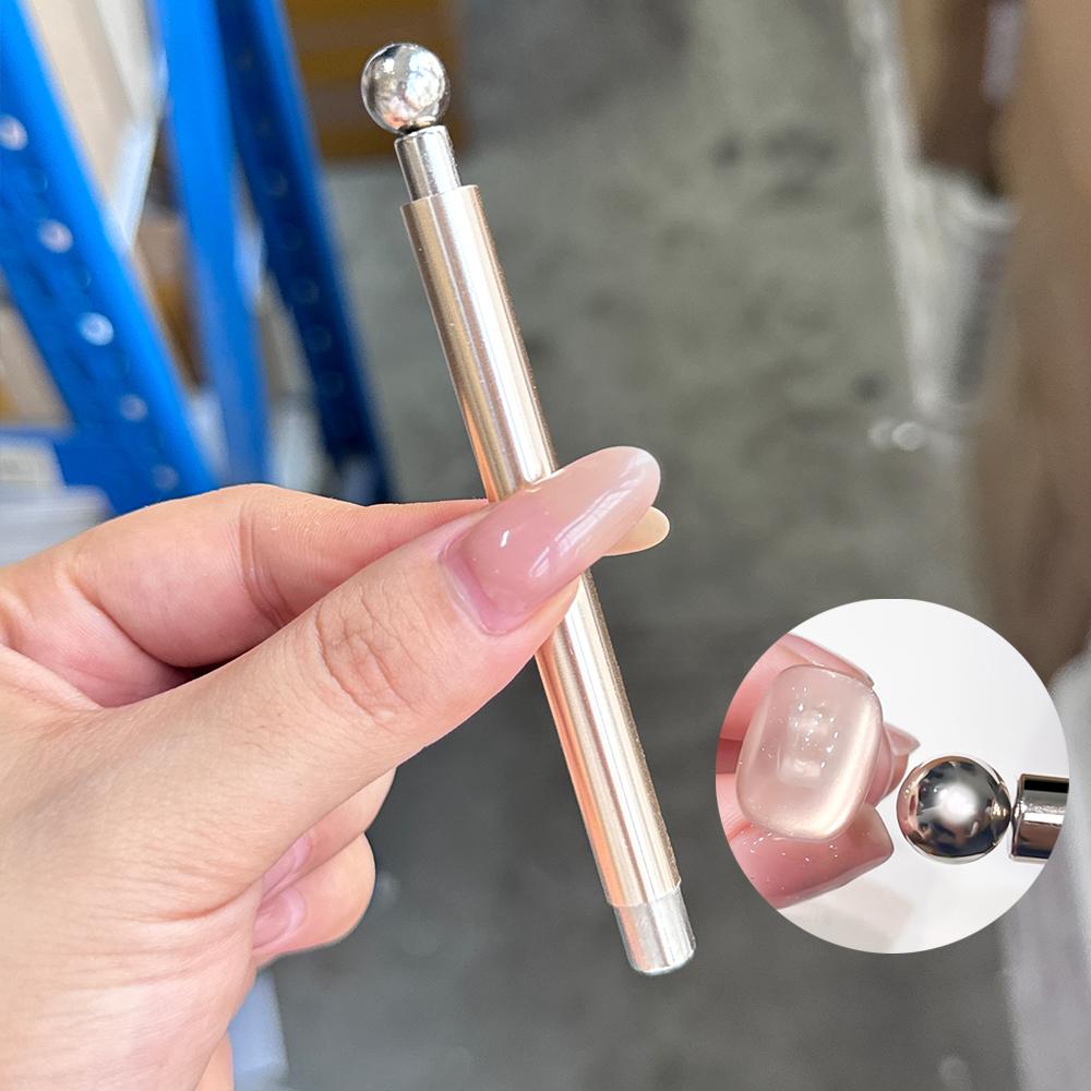 1Pcs Double Head Steel Ball Cat Eye Nail Magnet Stick 3D Glass Bead French Effects Cylindrical Strong Magnetic Pen Manicure Tool