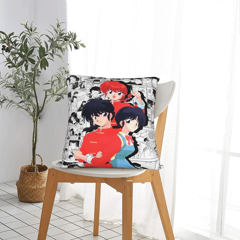 Manga Ranma 1⁄2 Square Pillow Case Adventure Martial Comedy Cushion Covers Polyester Decorative Pillowcase for Home 45x45cm