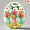 Spring Flower Jar Round Metal Wall Art Aluminum Floral Sign Home Decor Graduation Gift