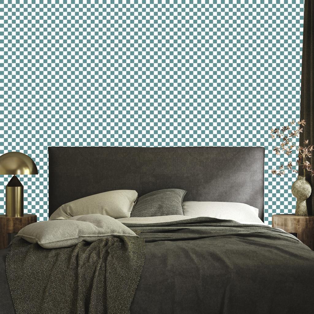 Checkerboard wallpaper turquoise, harmonious arrangement 50x1000