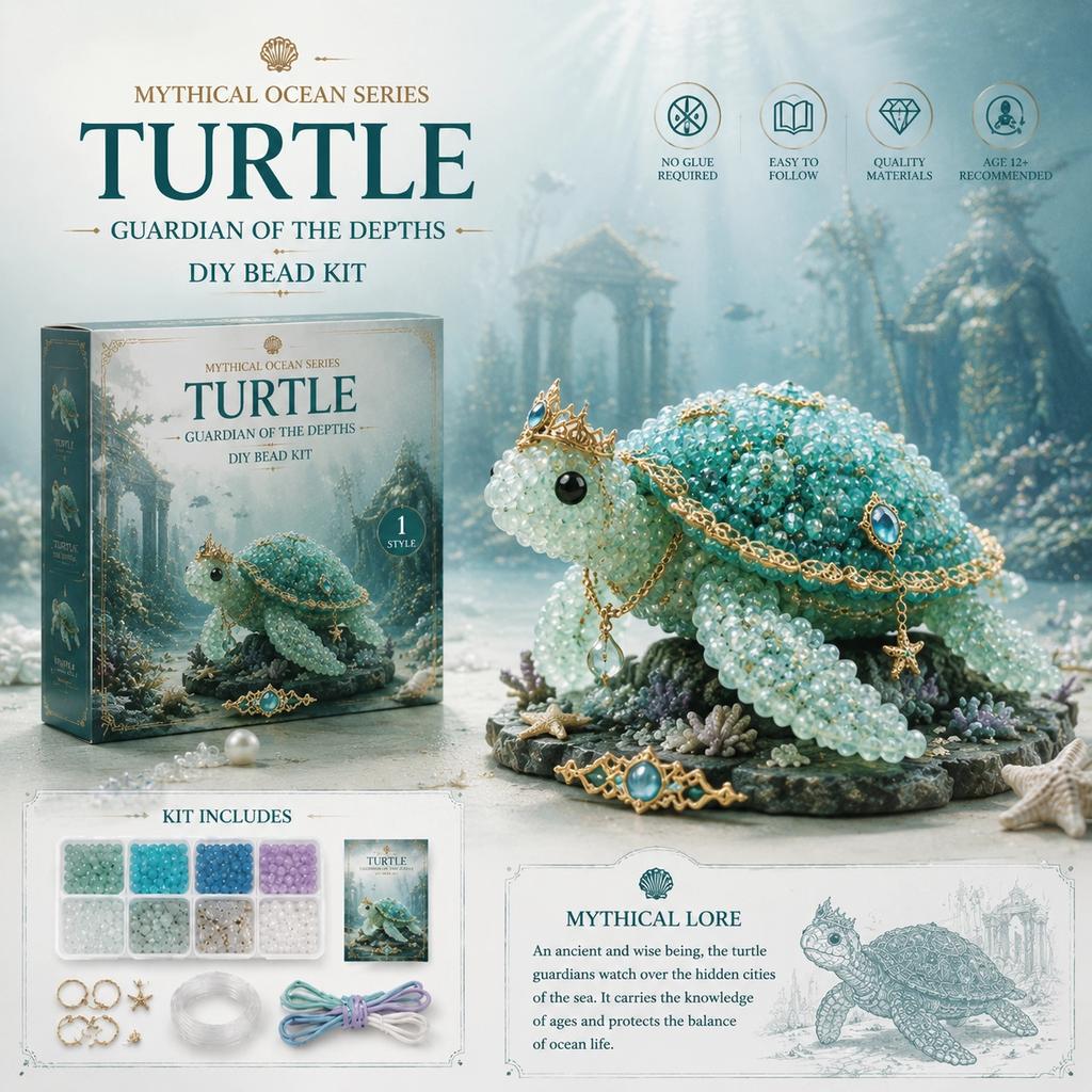 DIY Perlen-Set Schildkröte Wächter der Tiefe Mythische Meeres-Serie Handgefertigtes Tier-Ornament Bastelset für Erwachsene und Jugendliche