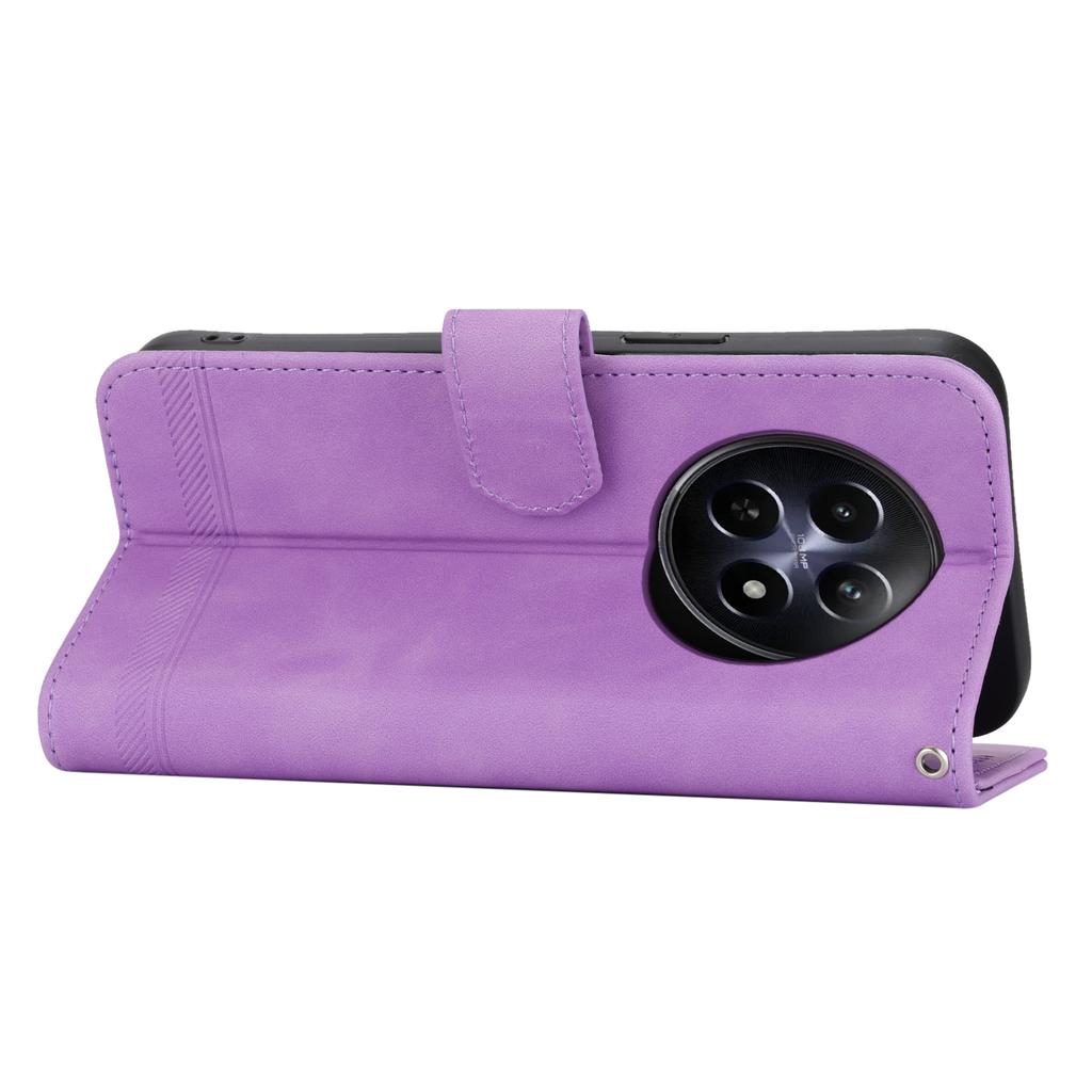 DIERFENG DF-03 Pokrowiec Portfel na Telefon dla Realme 12 5G/12x 5G Etui z Kieszeniami na Karty Wytłaczane Liniami