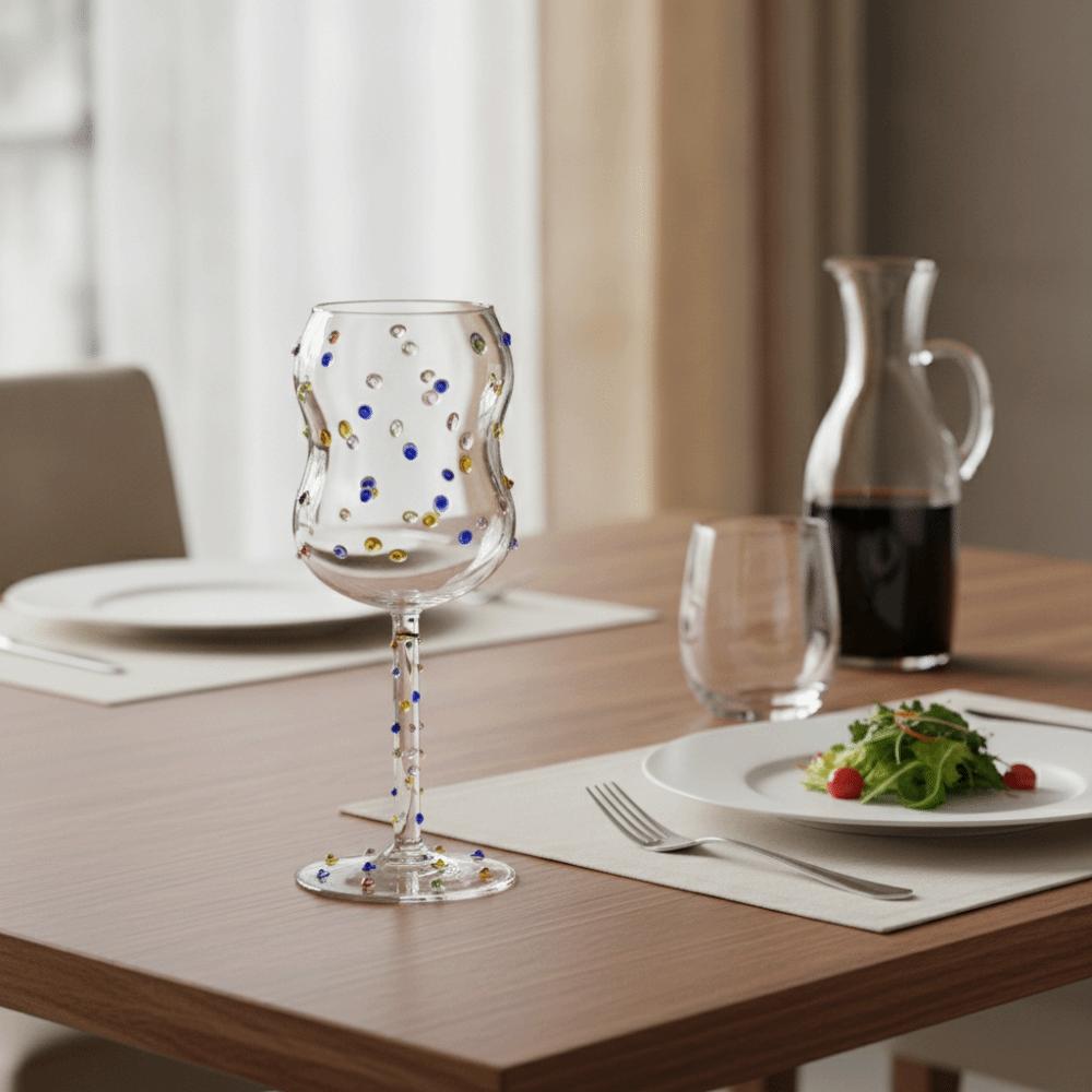 Geprägter Bunter Punkt Kelch Becher Transparentes Weinglas Kreatives Hohes Glas Bar