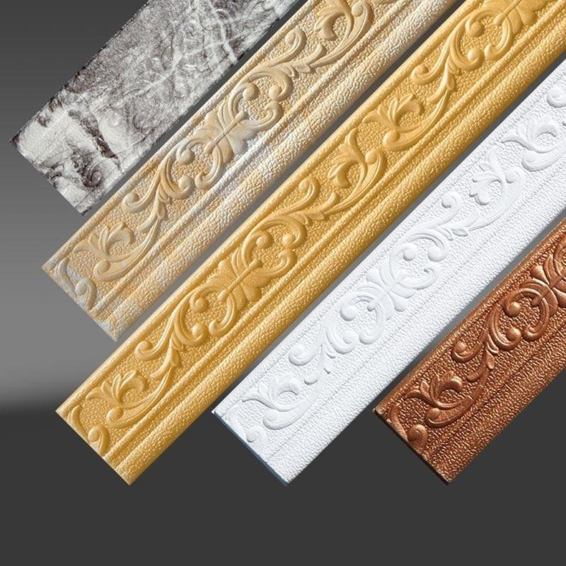 Adhesive Wall and Ceiling Molding Trim 3D Floral Foam Baseboard Wallpaper Border Strips for Homes Decoration Project