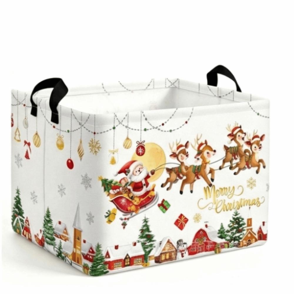 Large Capacity Christmas Storage Basket Cartoon Snowman Toys Organizer Box Laundry Hamper Closet