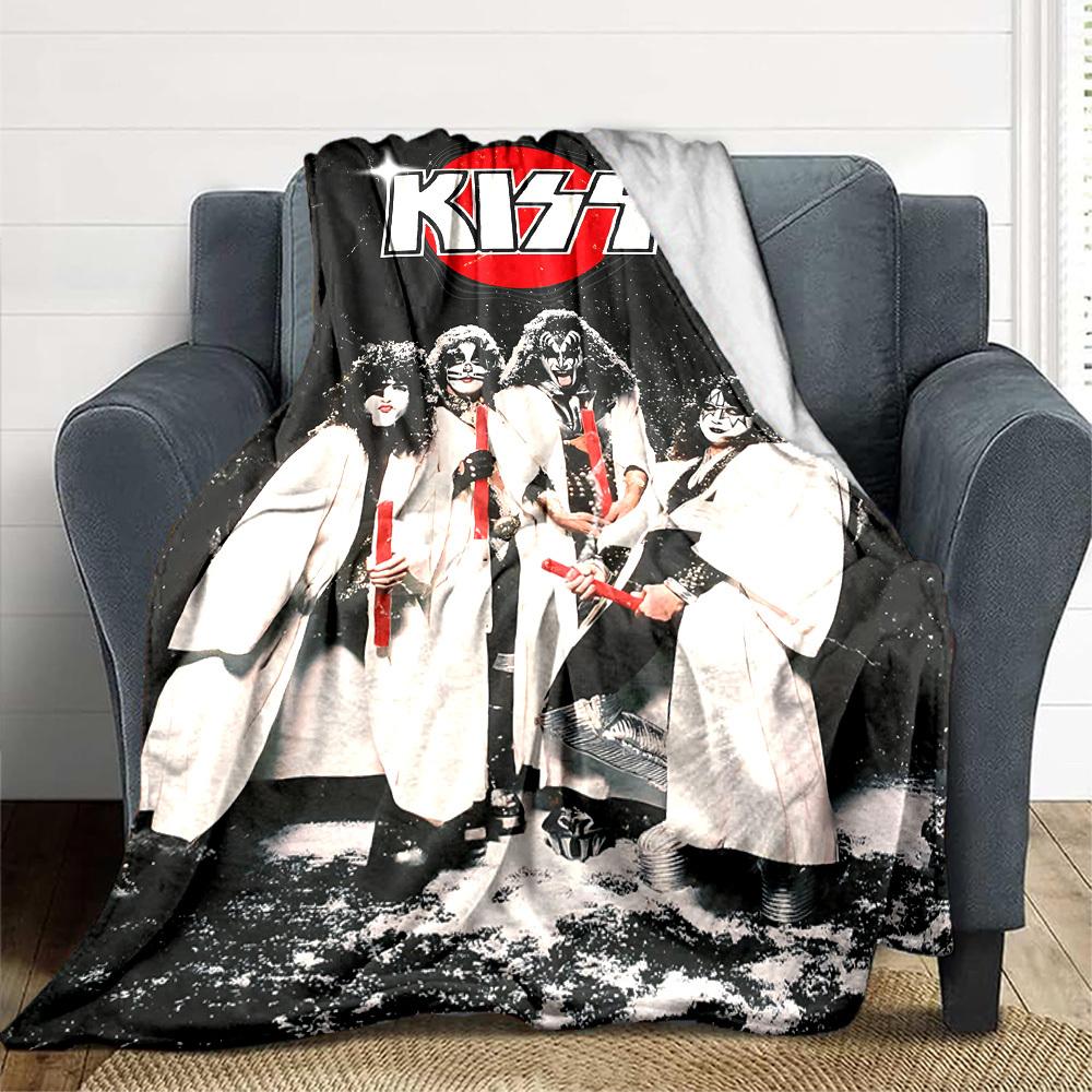 1pc KISS Band Flannel Blanket, Soft Skin Friendly with Digital Printing, Various Sizes Available for Family, Friends, Birthday