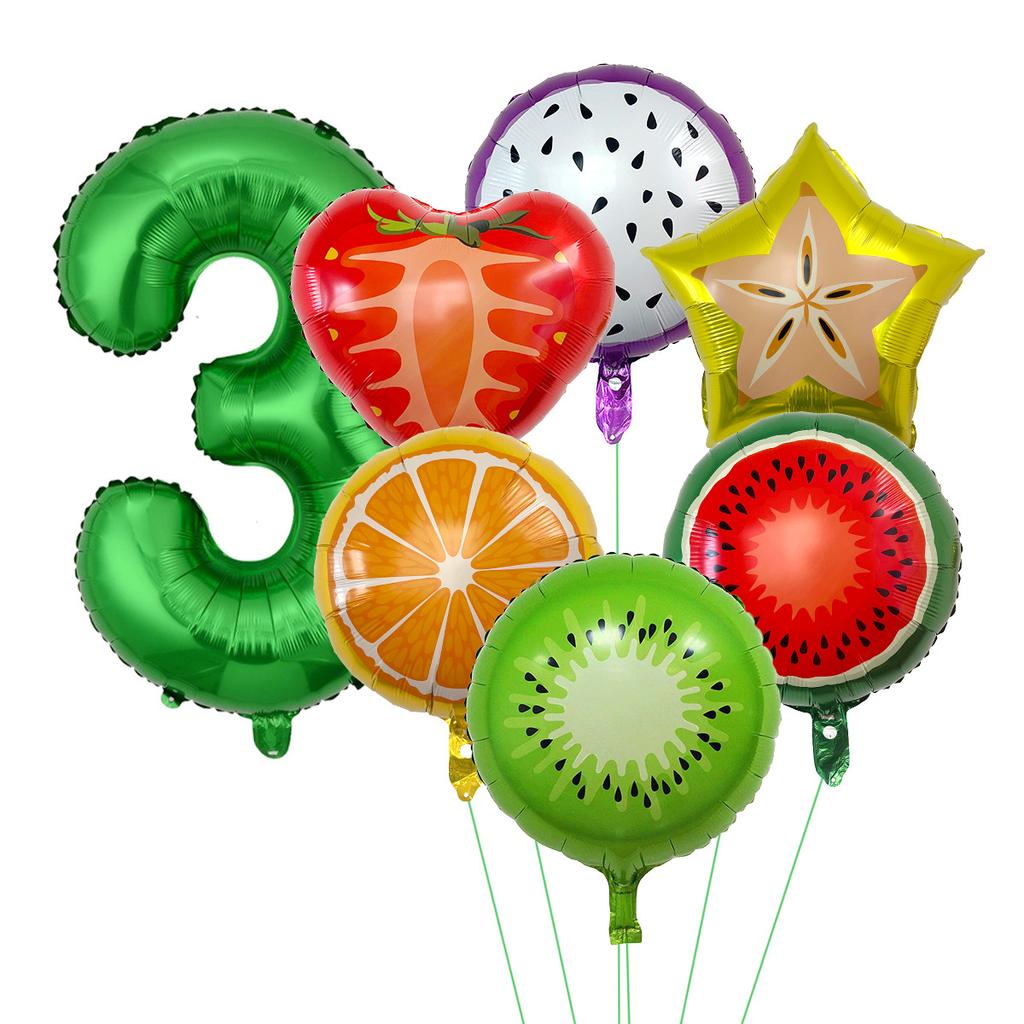 32-Inch Digital Summer Fruit Party Watermelon Strawberry Balloon Set Children'S Birthday Decorations