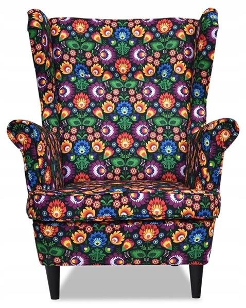 Fotel uszak ARI PRINT z podnóżkiem skandynawski Family Meble łowicki