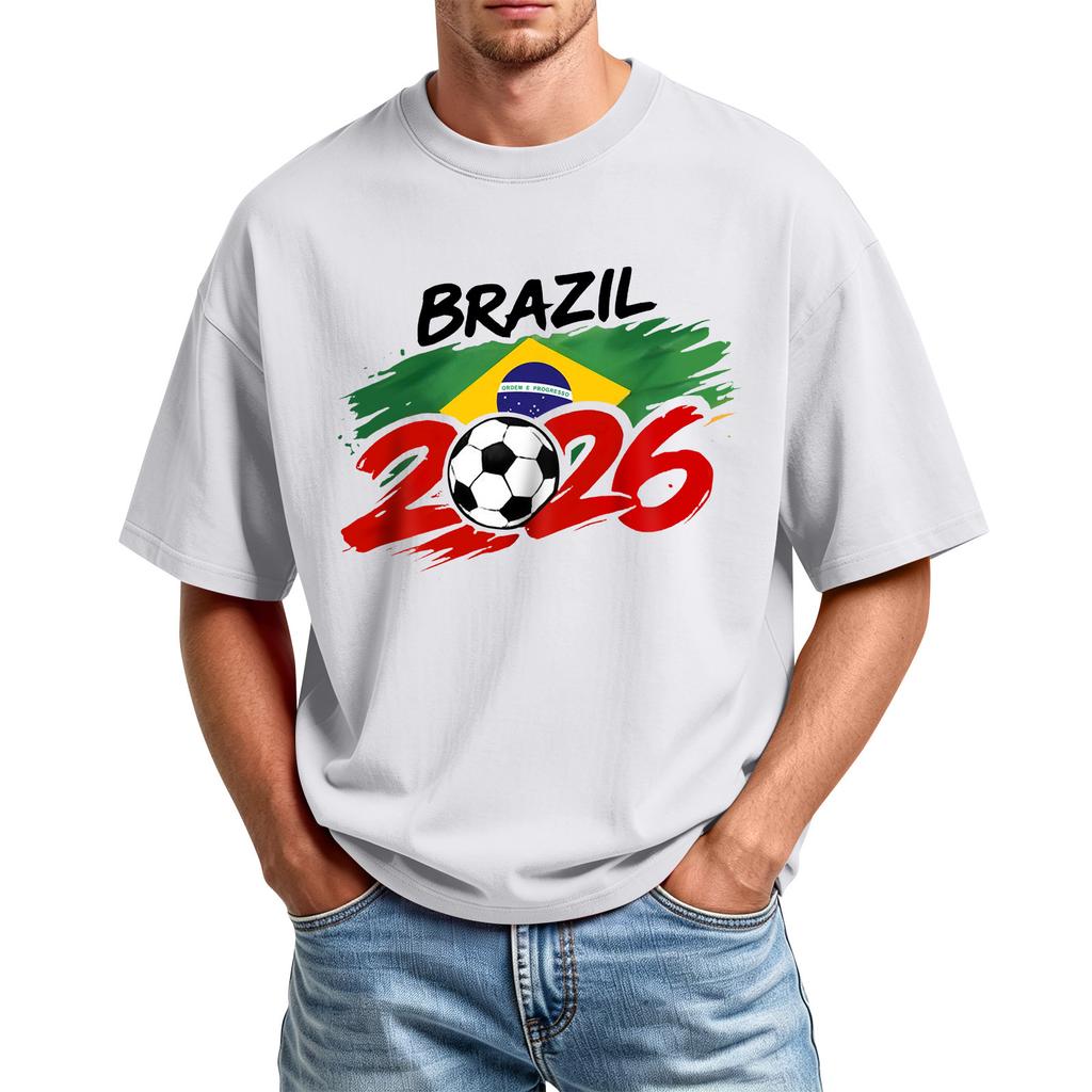 Men's Printed Round Neck T-Shirt Casual Sports Short-Sleeve Top