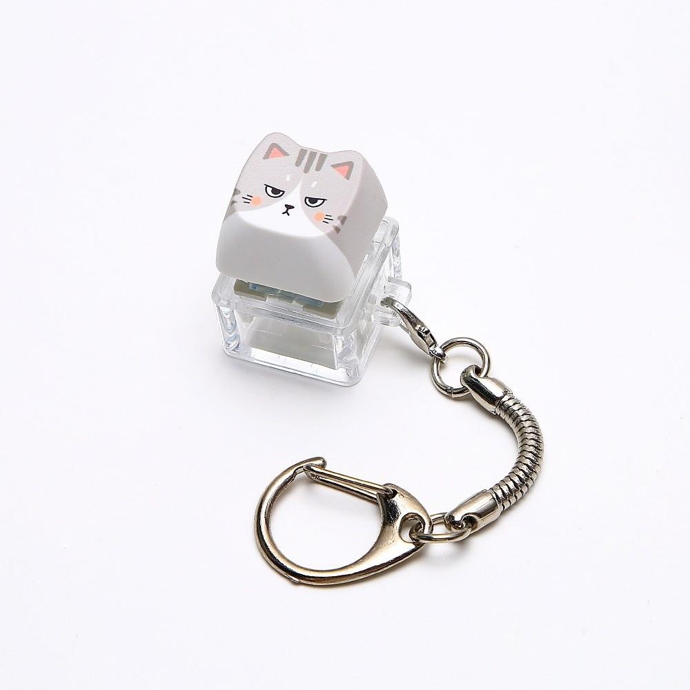 Cute Cat Keyboard Fidget Toy 4 Keys Mechanical Keyboard Keychain Gifts for Kitten Fans