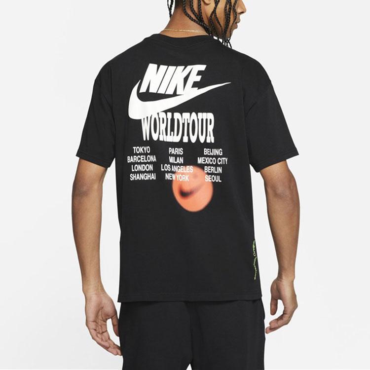 Nike World Tour Commemorative Edition Letter Logo Print Crewneck Short-Sleeve T-Shirt Men Tops Black DA0990-010