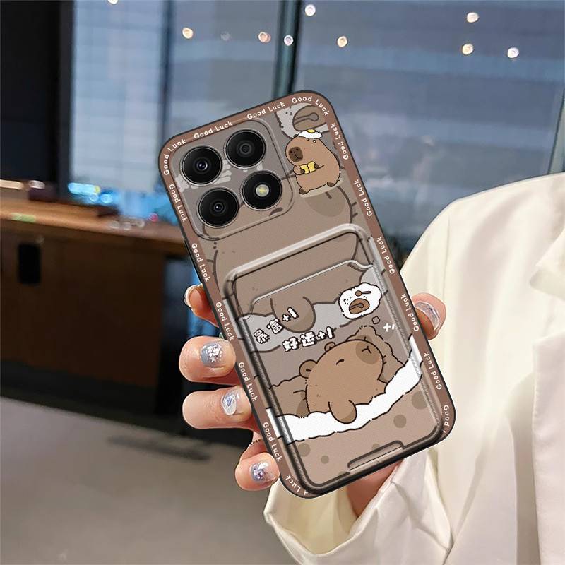 Shockproof Cartoon Phone Case For Honor X8a 4G Soft Case Cover Card Slot Silicone Protective Full Wrap Cute Back Cover