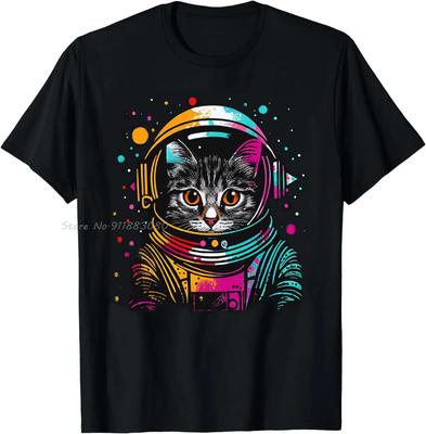 Funny Adorable Oversized T-shirt Unique Space Cat Men's Clothing Casual Fitness T Shirt Funny P