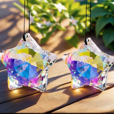 2pcs Sun Catcher Window Prism Pendant, Crystal Rainbow Manufacturing Garden Hanging Ornament, Home, Garden art,Mother's Day, Fa