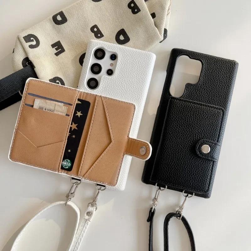 Leather Crossbody Phone Case for Samsung Galaxy S23 FE S24 Ultra S22 S21 Plus A55 A15 A25 A35 A14 A24 A34 A54 Wallet Card Holder