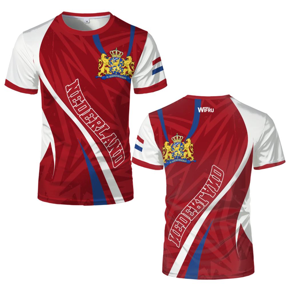 Netherlands Flag 3D Print T-shirts Men Women Nederland Emblem Graphic Tee Men's Casual Streetwear Breathable Football Jersey