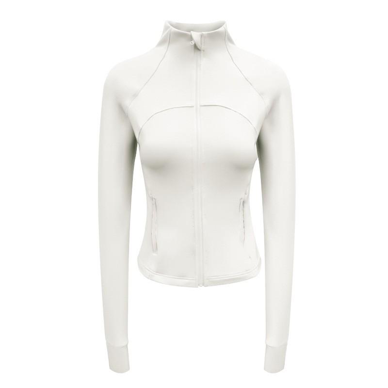 Women's Slim-Fit Stand-Up Collar Yoga Jacket - Long Sleeve, High-Elastic, Zipper Cardigan for Outdoor and Fitness Activities