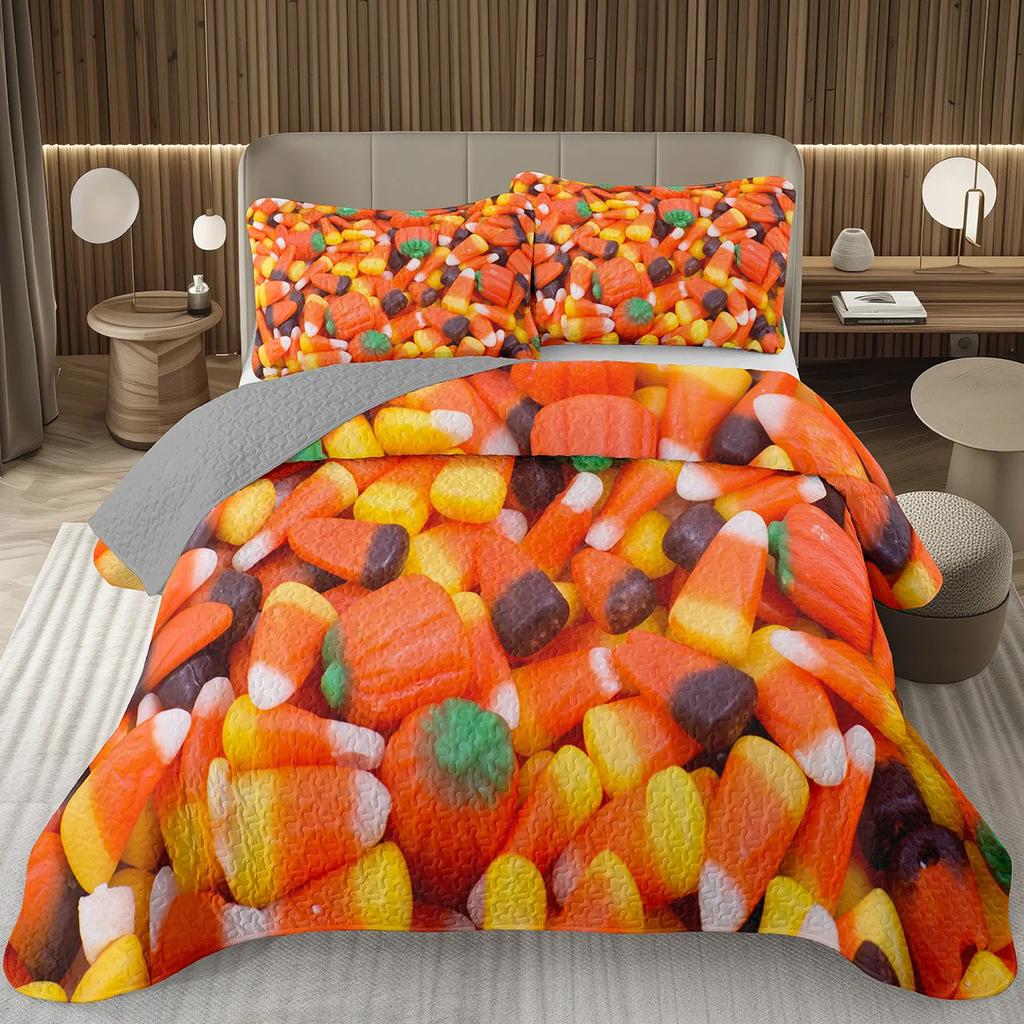 Colorful Lollipop Coverlet Set Queen TwinCartoon Candy Quilt Set Dreamy And Sweet Theme Bedspread Set For Boys Girl Kawaii Room