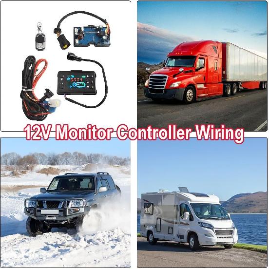 Diesel Air Heater LCD Monitor Switch Control Board Set with Remote Control, 12V/24V Compatible 30-40°C Temperature Range for 2kw/5kw/8kw Car Truck
